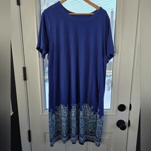 J. Jill Tunic Wearever Collection Blue Women's 2x We Crew Neck T-shirt Dress